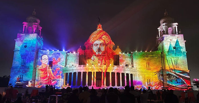 Christie’s Crimson Series of laser projectors illuminate the Victoria Memorial with stunning visuals in honor of a national hero